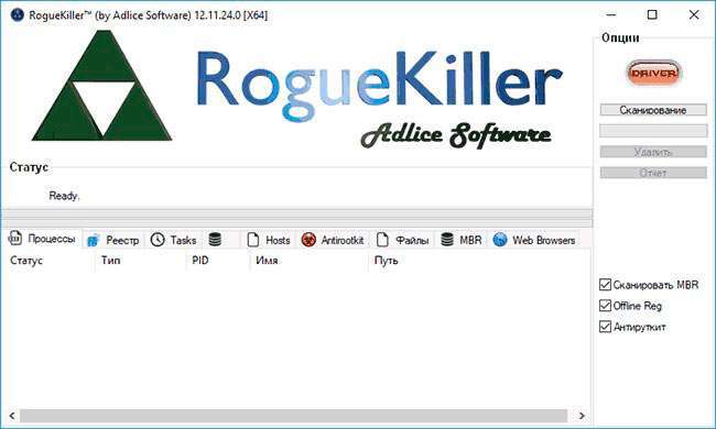 RogueKiller завантажити російською мовою безкоштовно для пошуку вірусів