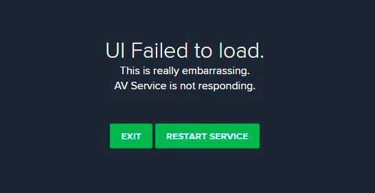 Помилка UI Failed to load Avast – що робити?
